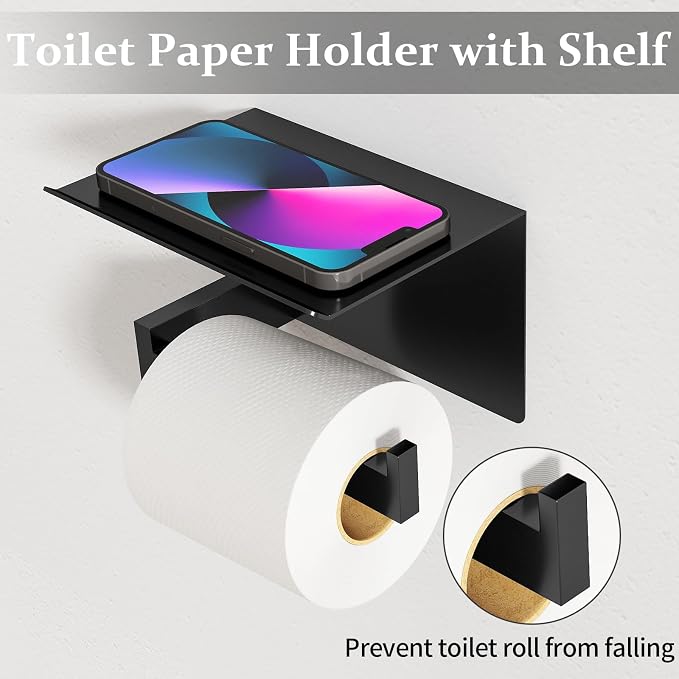 Matte Black Bathroom Accessories Hardware Set 5-Piece, Stainless Steel Towel - Image 3