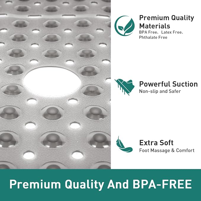 Large Square Shower Mat Non Slip 27 x 27 Inch, Soft Bath Mat Tub Mat - Image 6