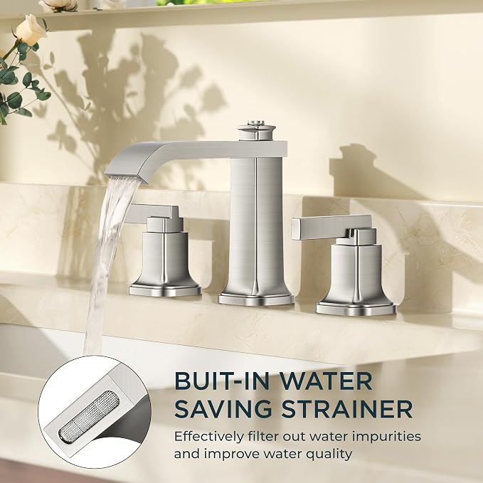 FORIOUS Brushed Nikcel Bathroom Faucet, 8 Inch Widespread Bathroom Vanity - Image 6