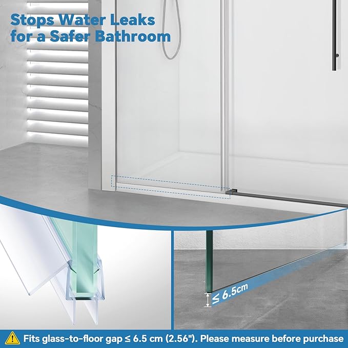 Shower Door Bottom Seal Strip, Fits 10mm Thick Glass, Prevents Leaks, Easy - Image 3