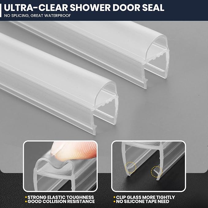 Shower Glass Door Side Seal, for 5/16" Thick Frameless Glass Door, to Stop - Image 4