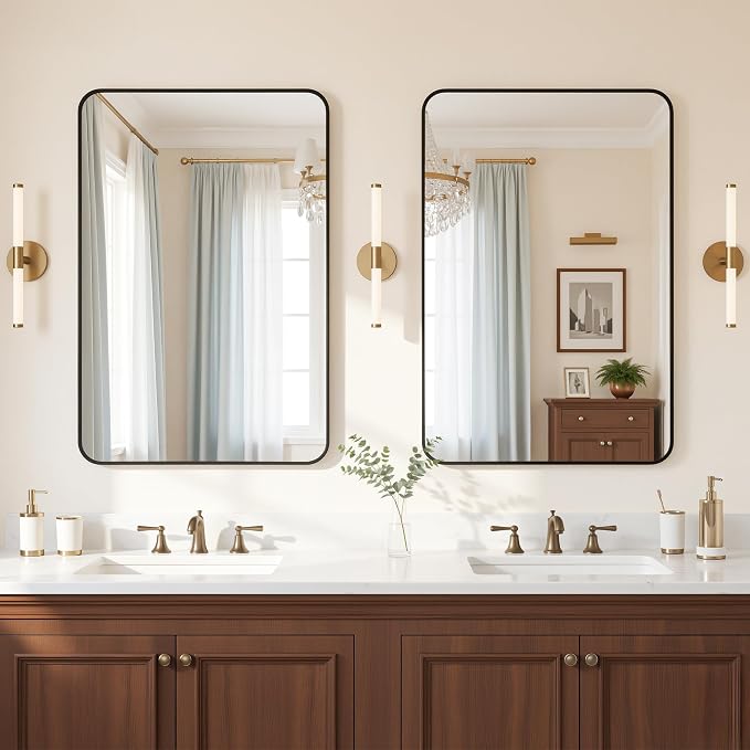 Antok 2-Pack Bathroom Mirrors, Decorative Mirror Vanity Mirror Aluminum Alloy - Image 2