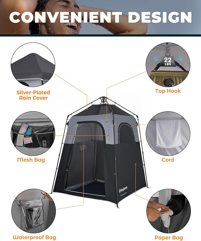 KingCamp Instant Shower Tent, Portable Superior Stable Privacy Shelter - Image 5