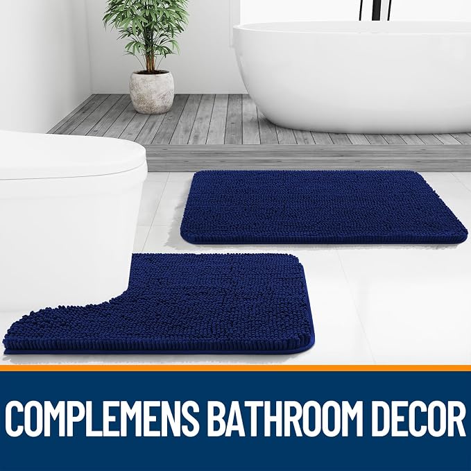 OLANLY Bathroom Rugs 47x20, Extra Soft Absorbent Chenille Bath Rugs, Rubber - Image 7