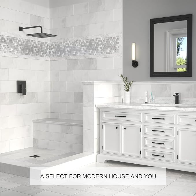Lava Odoro 12-inch Modern Square Shower Faucet Set Matte Black, Shower Trim Kit - Image 6