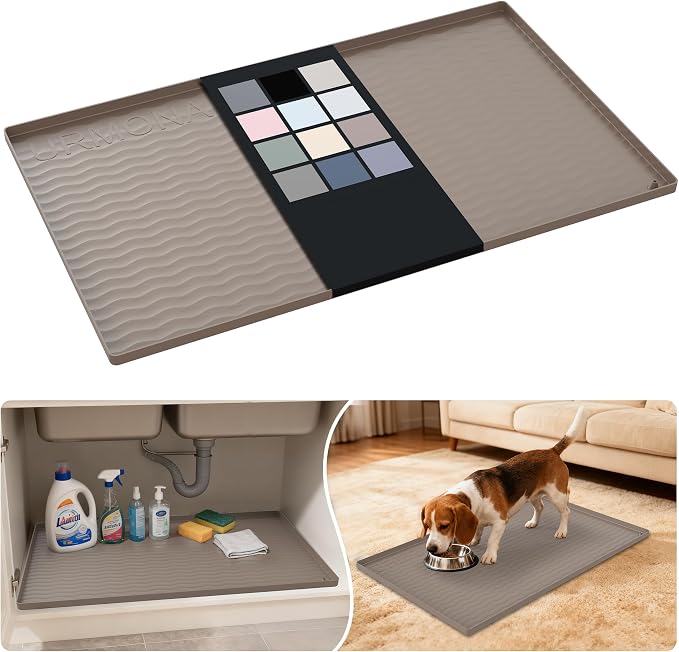 URMONA Waterproof Silicone Under Sink Mat 31'' x 19'' Shelf Liner by URMONA