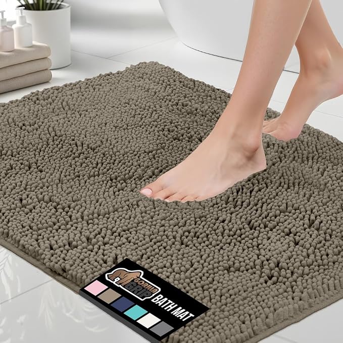 GORILLA GRIP Bath Rug Mat 30x20, Thick Soft Absorbent Chenille, Quick Dry by GorillaGrip