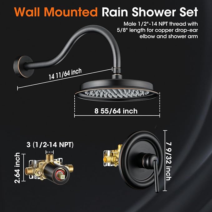 Oil Rubbed Bronze Shower System, Shower Faucet Set - Image 2