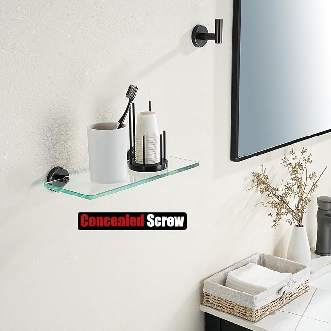 JQK Bathroom Glass Shelf Oil Rubbed Bronze, Tempered Glass Shower Storage 12 by - Image 5
