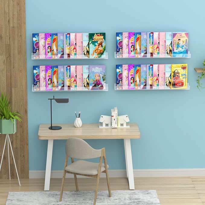NIUBEE 36" Premium Acrylic Floating Nursery Kids Bookshelf Wall Ledge Shelf - Image 2