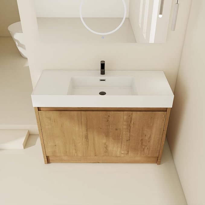 48 inch Bathroom Vanity with Sink, Single Resin Sink Bathroom Cabinet, Modern - Image 9