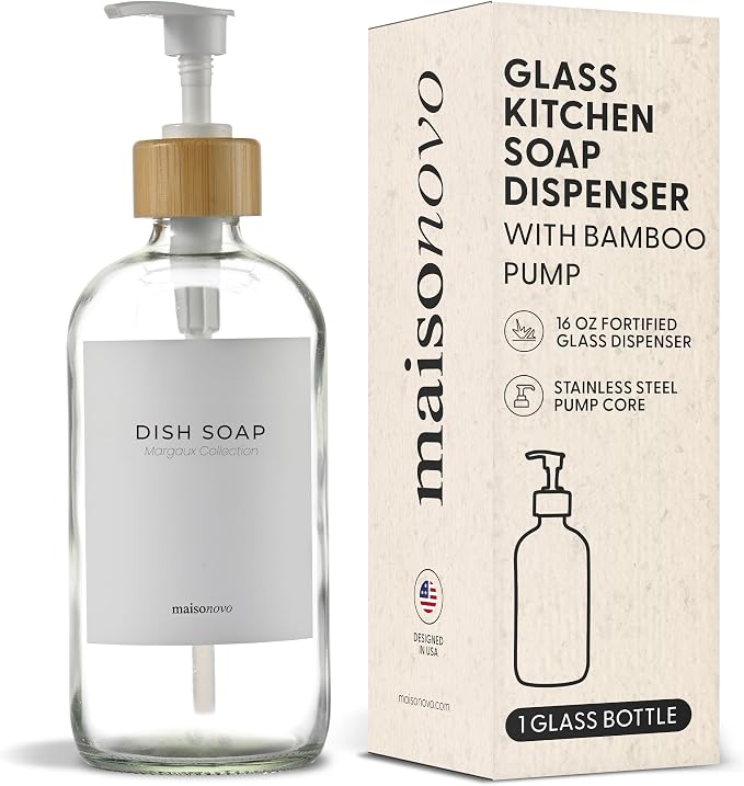 MaisoNovo Glass Hand Soap Dispenser | Dish Soap Dispenser by MaisoNovo-TheArtofSustainableLiving