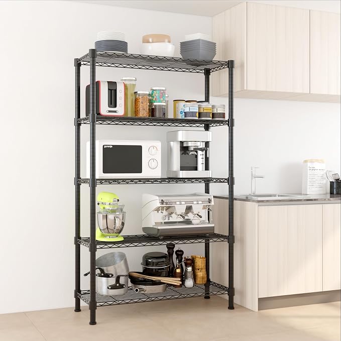 5 Tier Storage Racks Shelving, Heavy Steel Pantry Shelves, Adjustable Wire - Image 8