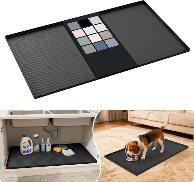 URMONA Waterproof Silicone Under Sink Mat 37'' x 22'' Shelf Liner by URMONA