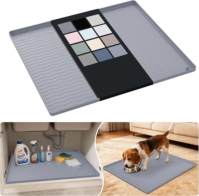 URMONA Waterproof Silicone Under Sink Mat 25'' x 22'' Shelf Liner by URMONA
