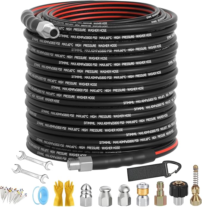 Sewer Jetter Kit for Pressure Washer 150FT, Drain Cleaner Hose 1/4 Inch NPT by SITIMIMIL