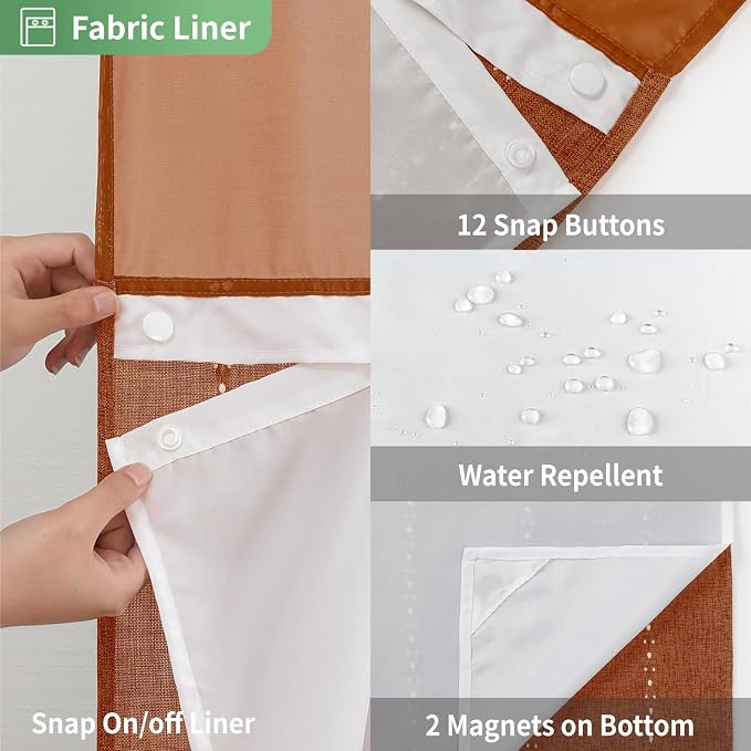 No Hook Long Shower Curtain Set - Image 6