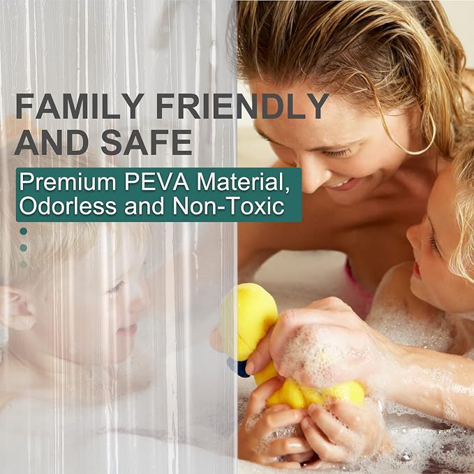 AmazerBath Plastic Shower Curtain Clear Premium PEVA, Weighted Shower Curtains - Image 3