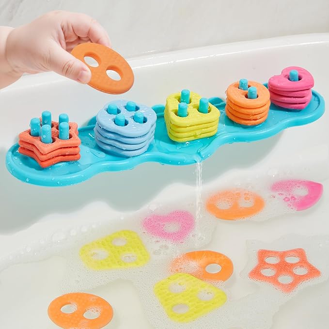 Toddler Bath Toys for Kids, Mold Free Bath Toys Silicone Color and Shape by AMCHSURI