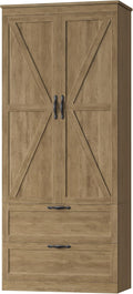 HOSTACK 70" Tall Kitchen Pantry Storage, Barn Doors Pantry Cabinet by HOSTACK