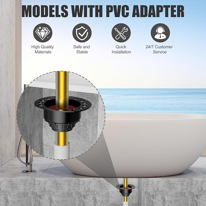 PVC Freestanding Tub Drain Kit, Bathtub Drain Rough-in Kit，Compatible - Image 2