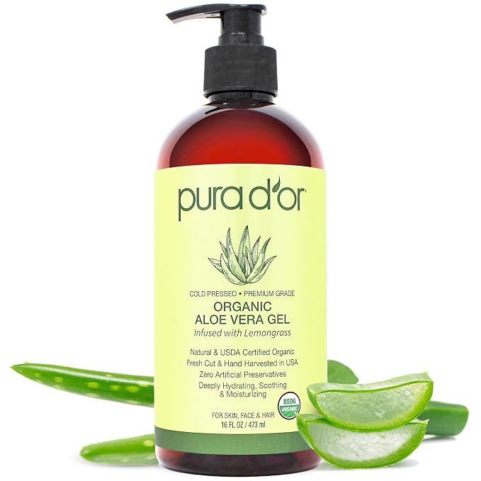 PURA D'OR 16 Oz ORGANIC Aloe Vera Gel by PURADOR