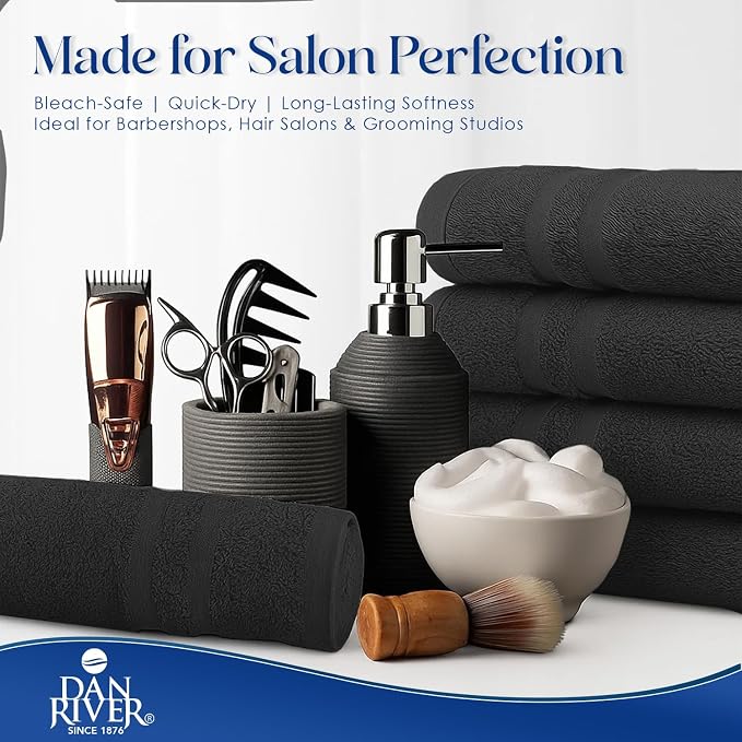 DAN RIVER 100% Cotton Salon Towels Set – 16x26 inches, Highly Absorbent and - Image 2