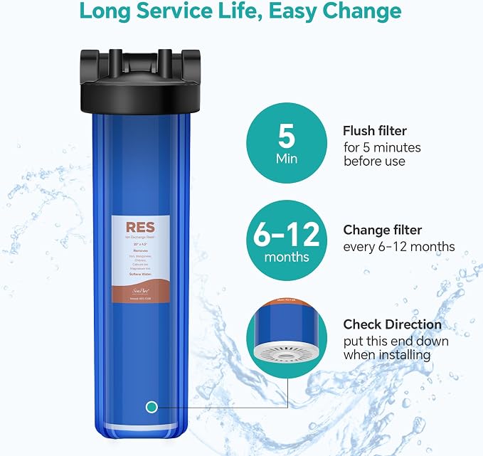 SimPure Whole House Water Filter Cartridges 20" x 4.5" Cation Exchange Resin - Image 4