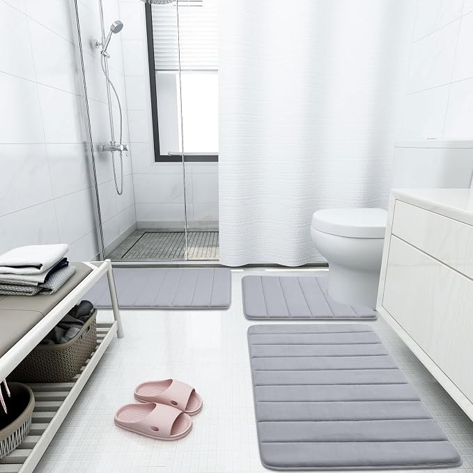 Buganda Memory Foam Bath Mat, Ultra Soft and Non-Slip Bathroom Rugs, Water - Image 5