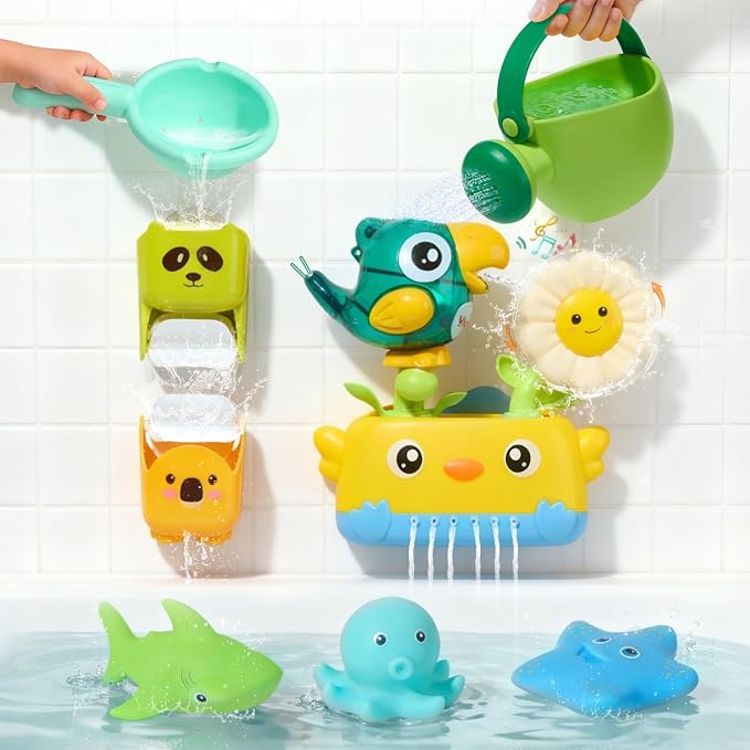 Baby Bath Toys for Kids Ages 1-3 Mold Free Bath Toys for Toddler 2-4 by AMCHSURI