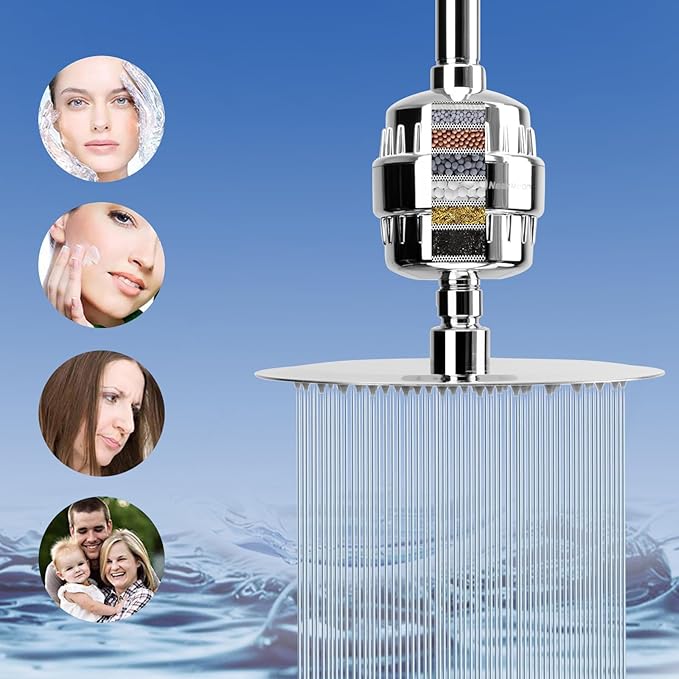 NearMoon Filtered Shower Head, High Pressure 8″Round Rain Shower and 5 settings - Image 3
