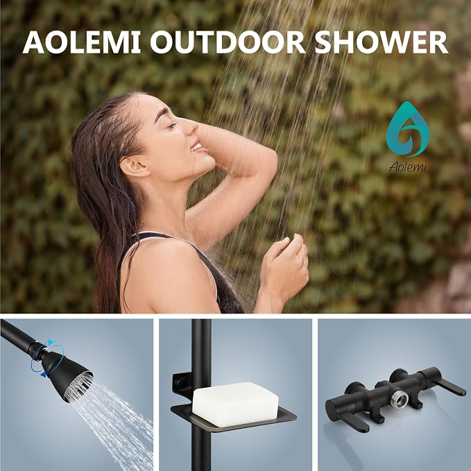 Aolemi Outdoor Shower Fixtures, Outdoor Shower Kit Faucet System 3 Inch Center - Image 2