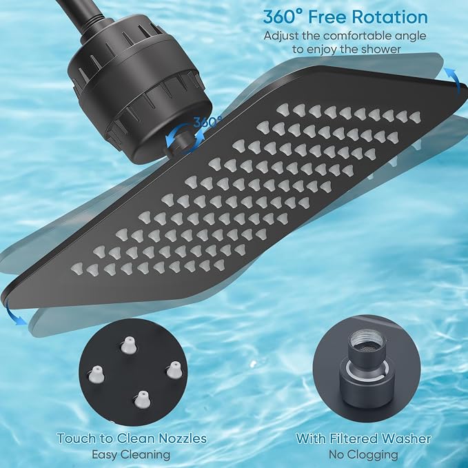10'' High Pressure Filtered Shower Head Combo 20 Stage Shower Filter - Image 3