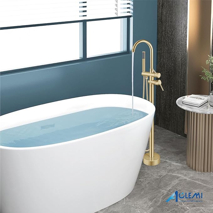 Aolemi Floor Mount Bathtub Faucet Freestanding Tub Filler Standing High Flow - Image 7