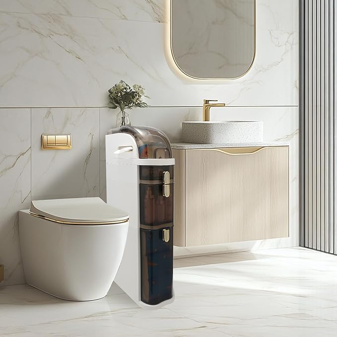Bathroom Floor Cabinet, Narrow Bathroom Storage Cabinet, Mobile and No - Image 2