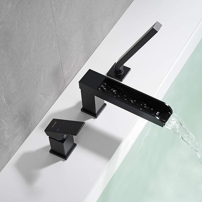 Waterfall Roman Tub Faucets Deck Mount Black Bathtub Faucets Brass Tub Filler - Image 5