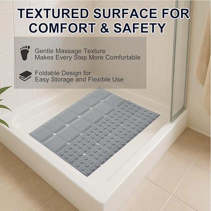 Anti Slip Shower Mat for Tub & Shower Stall, Fast-Draining, Machine Washable - Image 3