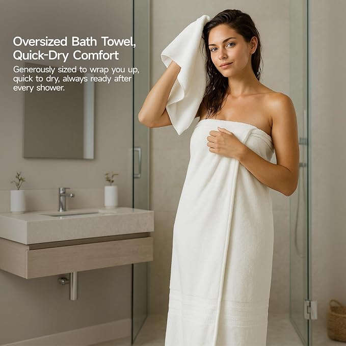 REDKISS Cream Towel Set of 8-100% Cotton Luxury Bath Towels Set - Image 7