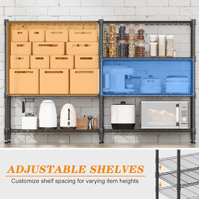 Homdox Heavy Duty Storage Shelves, 4 Tier Wire Shelving Unit, Adjustable Metal - Image 4