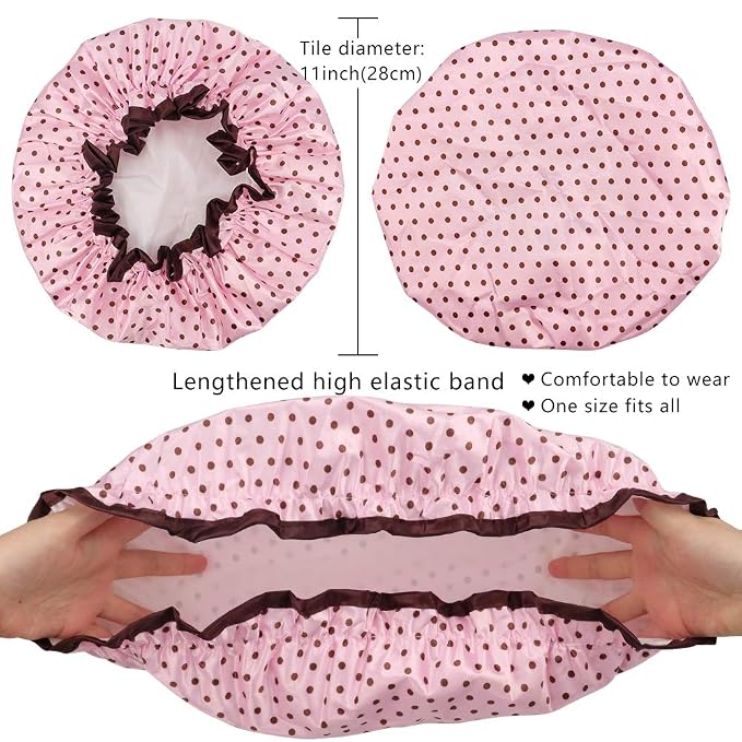 TCOTBE 4 Pieces Shower Cap for Women, Elastic and Reusable, Environmental - Image 2