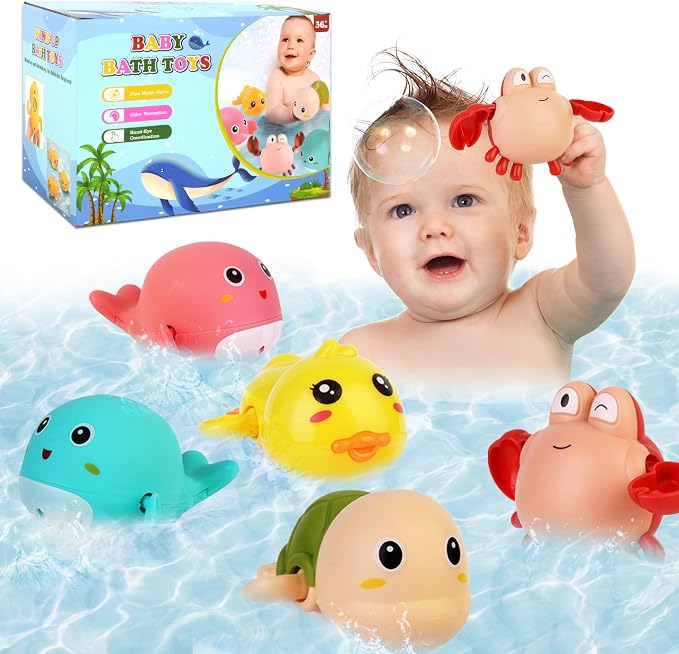 Baby Bath Toys 5 Pcs Set, Wind Up Bath Toys by FICCURYS