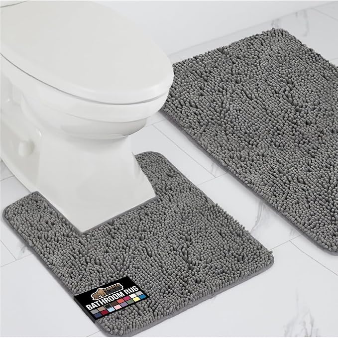 GORILLA GRIP Bathroom Rug Sets, Soft Chenille 2 Piece Area Rugs Set, Toilet by GorillaGrip