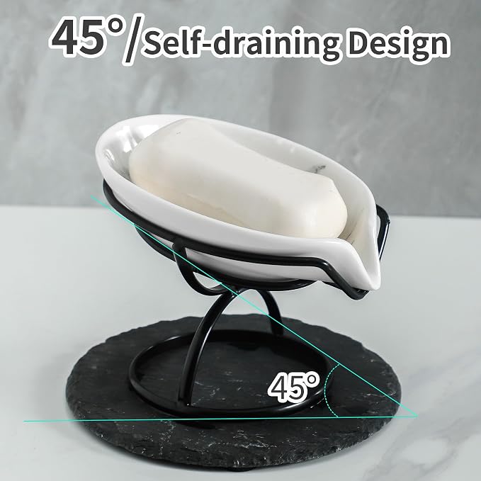 Leaf-Shaped Soap Dish – Premium Ceramic Soap Bar Holder - Image 2