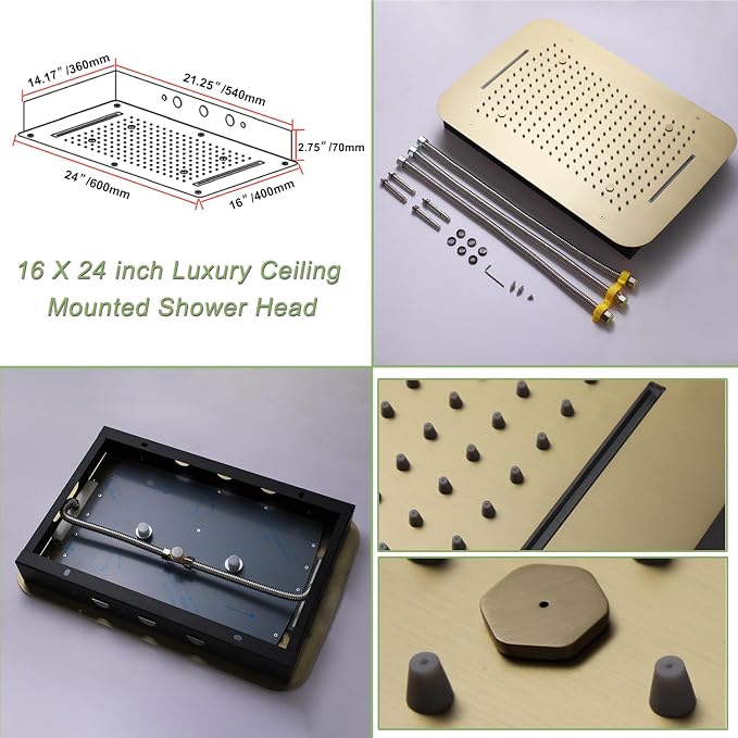 Thermostatic Shower System Brushed Gold Shower Faucet Set - Image 5