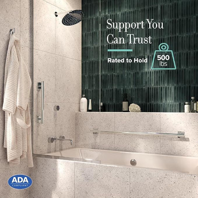 Gatco 942 Elevate 18" L Grab Bar, Chrome/ADA Compliant Stainless Steel Safety - Image 5