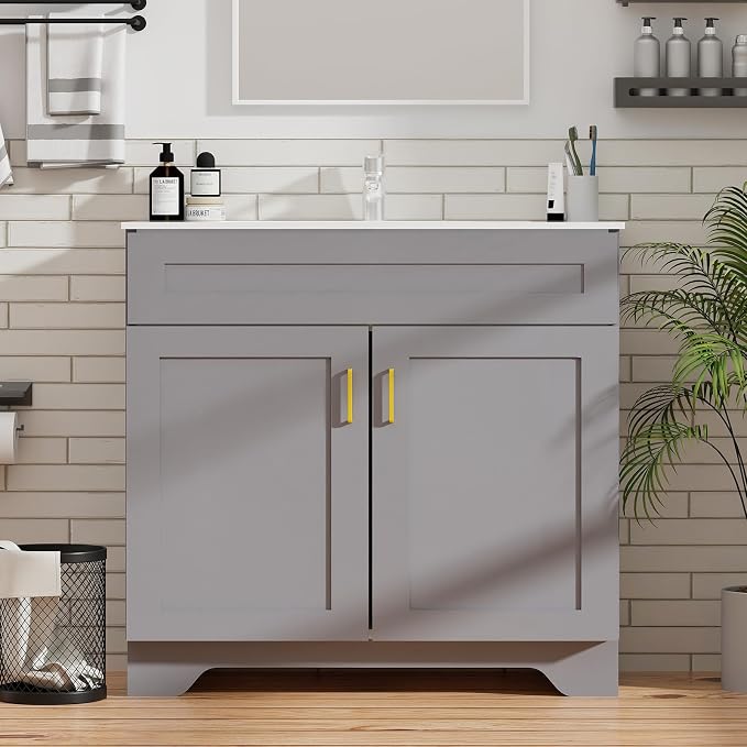 24/30/36IN Bathroom Vanities-Bathroom Sink Cabinet, Equipped Ceramic Sink - Image 9