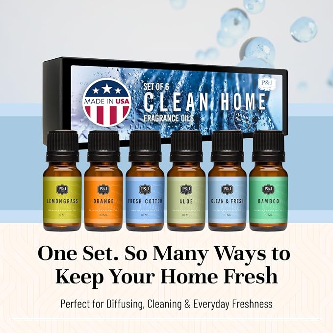 P&J Fragrance Oil Clean Home Set | Lemongrass, Fresh Cotton, Clean & Fresh - Image 2