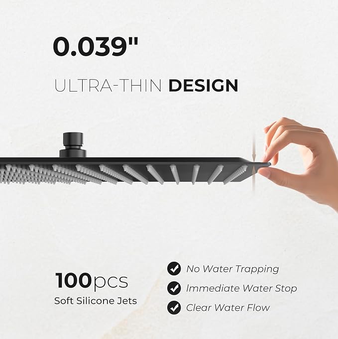 Rain Shower Head, 10 Inches Large Rainfall Shower Head, 304 Stainless Steel Made - Image 8