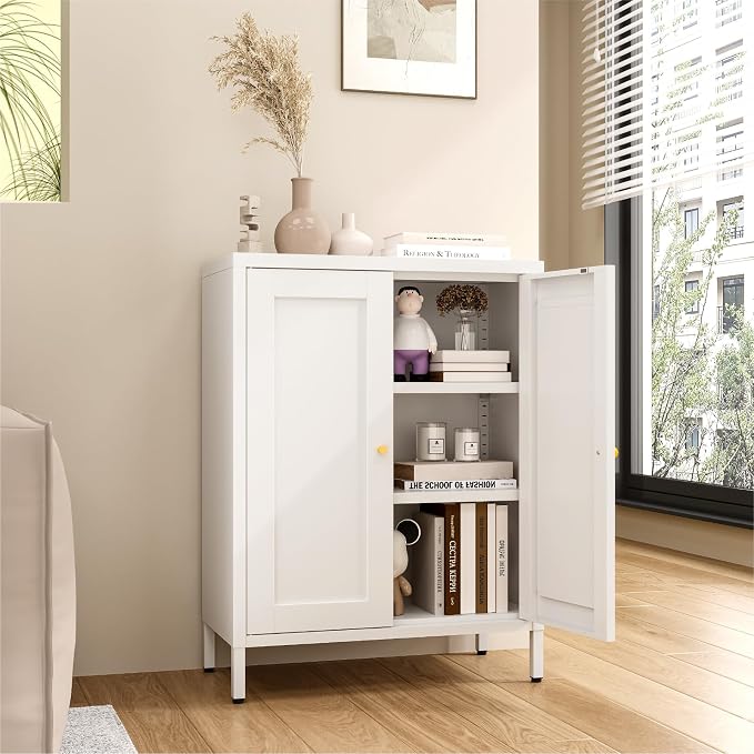 Metal Bathroom Cabinet, Small Floor Storage Cabinet, Freestanding Sideboard - Image 6