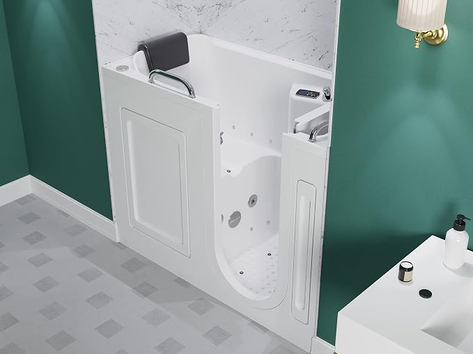 ANZZI Walk In Tub 53" x 27" Right-Drain Bathtub, Air & Whirlpool Massage Jets - Image 2